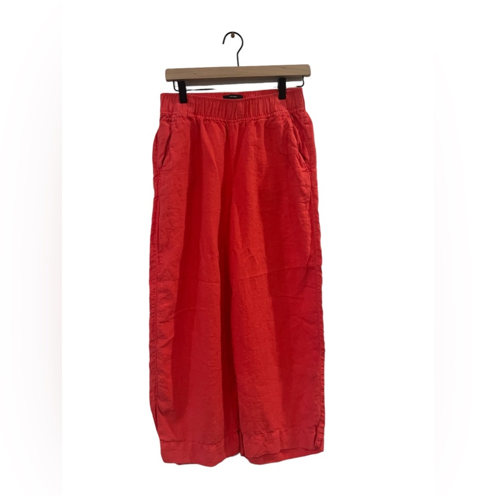 Tahari 100% Linen Full Length Wide Leg Pants in Coral Size small